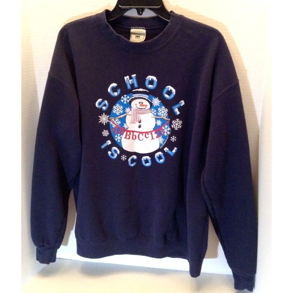 VTG Lee Heavyweight Crewneck Sweatshirt Adult L 90s Winter Snowman Graphic Ski - Picture 3 of 8
